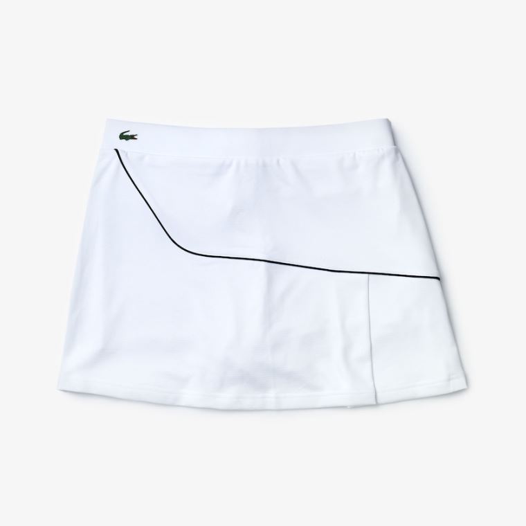 Lacoste SPORT Built-in Shorty Légáteresztő Stretch Golf Skirt Fehér Sötétkék Kék | lCm5ZW92