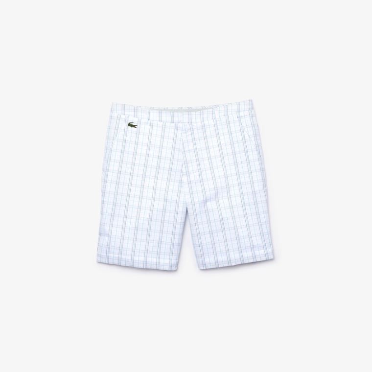 Lacoste SPORT Checked Stretch Golf Bermudas Fehér Sötétkék Kék Világos Szürke Türkiz | ak5rYkBs