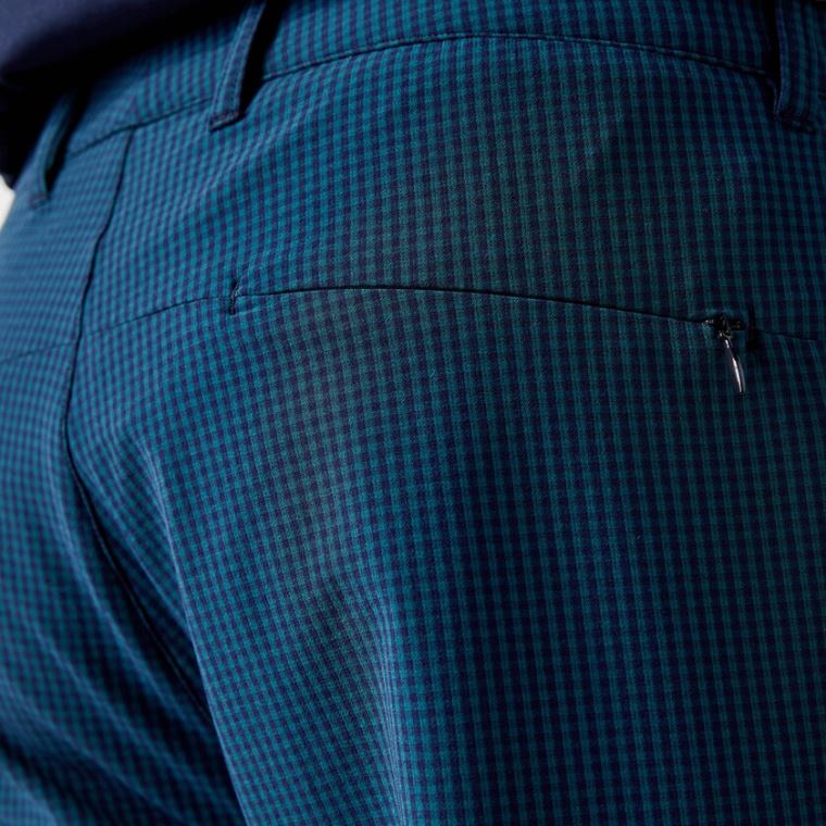 Lacoste SPORT Checkered Technical Golf Pants Sötétkék Kék Zöld | 0wbGiXrR