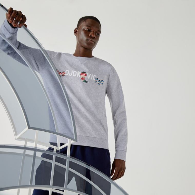 Lacoste SPORT Collab Youssef SY In Fleece Sweatshirt Szürke Fehér | N1JGDjej