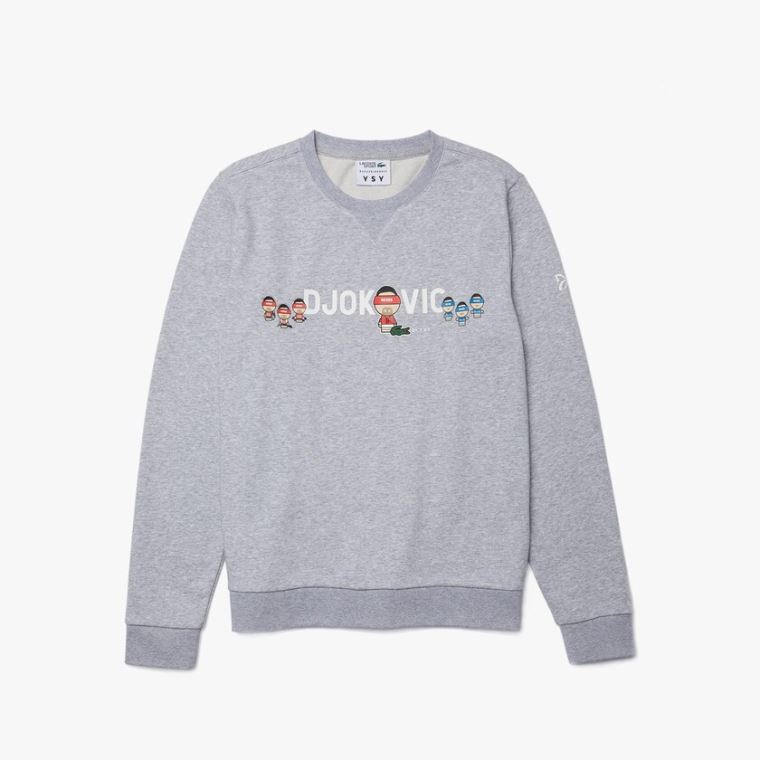 Lacoste SPORT Collab Youssef SY In Fleece Sweatshirt Szürke Fehér | N1JGDjej