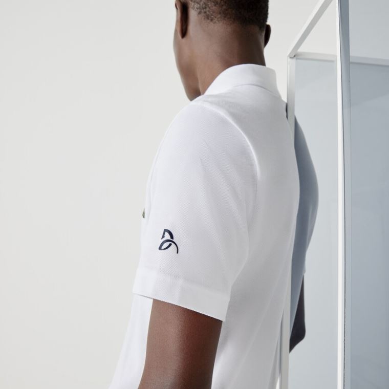 Lacoste SPORT Collab Youssef SY Pamut Piqué Polo Shirt Fehér Sötétkék Kék | ilYawtdR