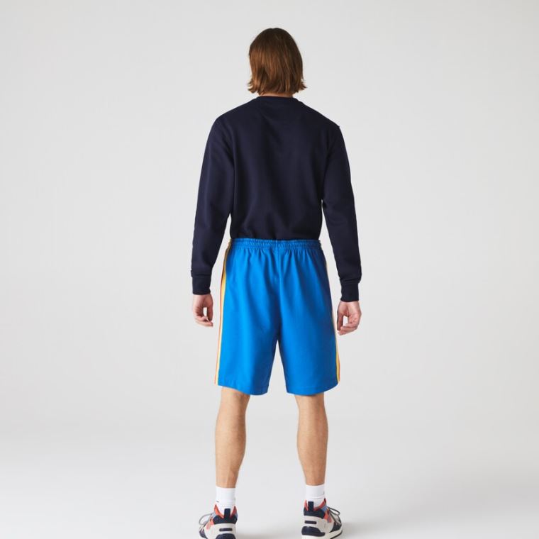 Lacoste SPORT Contrast Band Fleece Shorts Kék Sárga Piros Sötétkék Kék Fehér | PRhtalHO