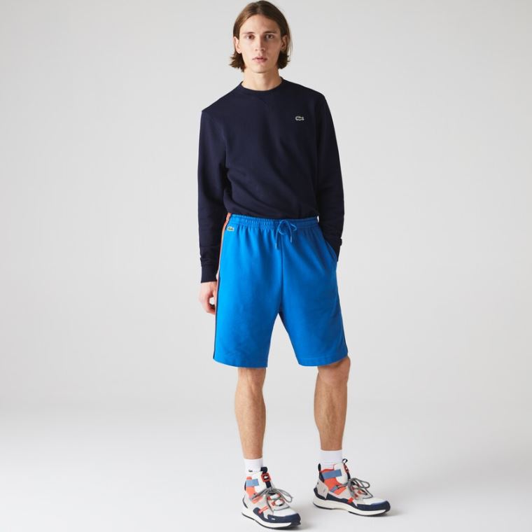 Lacoste SPORT Contrast Band Fleece Shorts Kék Sárga Piros Sötétkék Kék Fehér | PRhtalHO