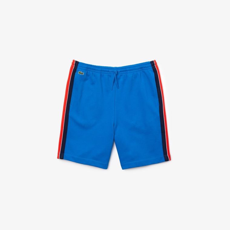 Lacoste SPORT Contrast Band Fleece Shorts Kék Sárga Piros Sötétkék Kék Fehér | PRhtalHO