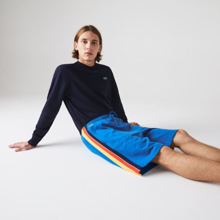 Lacoste SPORT Contrast Band Fleece Shorts Kék Sárga Piros Sötétkék Kék Fehér | PRhtalHO