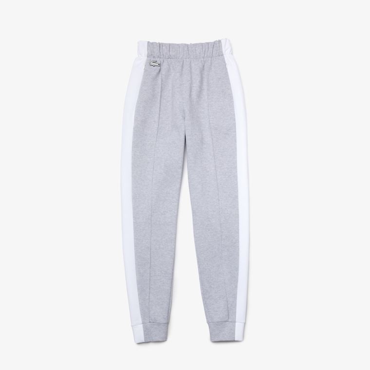 Lacoste SPORT Contrast Band Piqué Jogging Pants Szürke Fehér | RuVOBndl