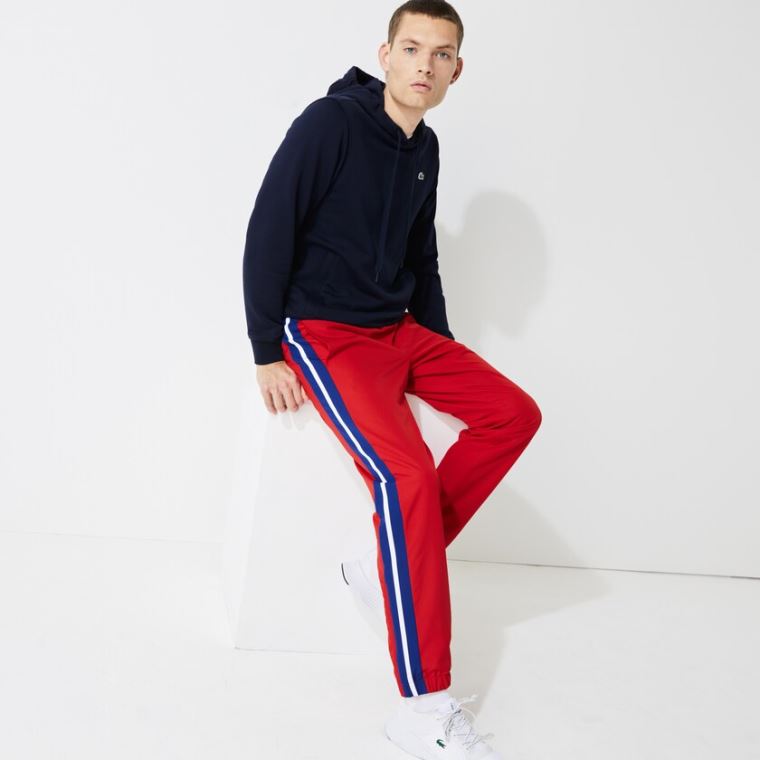 Lacoste SPORT Contrast Bands Könnyű Tracksuit Pants Piros Kék Fehér | UKMfaldW