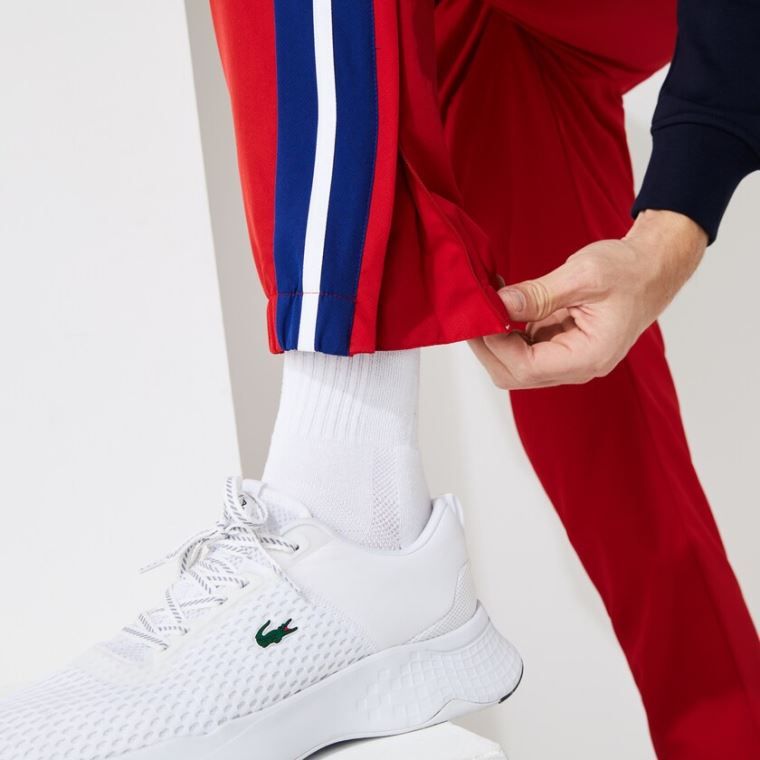 Lacoste SPORT Contrast Bands Könnyű Tracksuit Pants Piros Kék Fehér | UKMfaldW