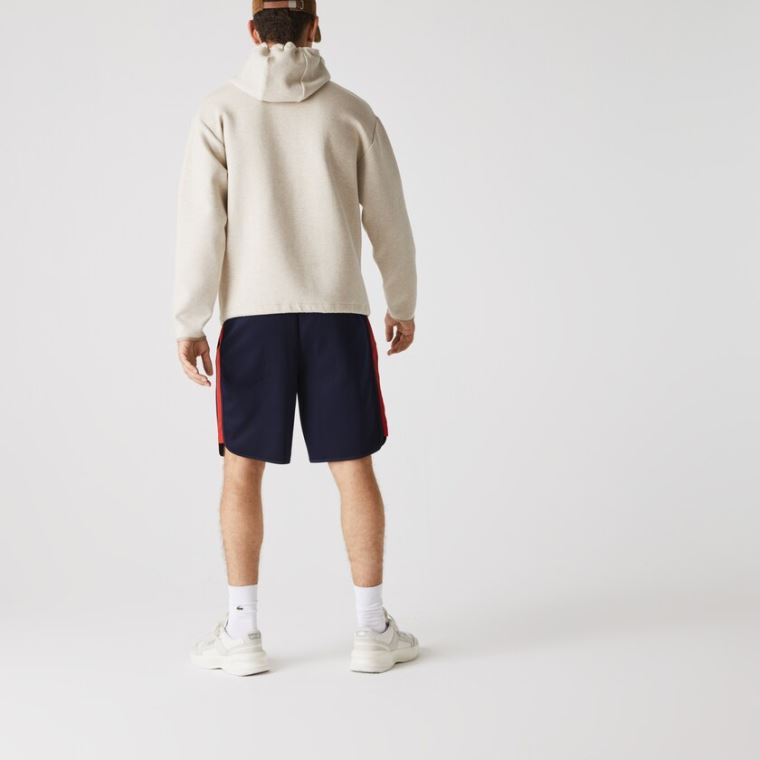 Lacoste SPORT Contrast Bands Pamut Blend Shorts Sötétkék Kék Piros | V3o0wR9a