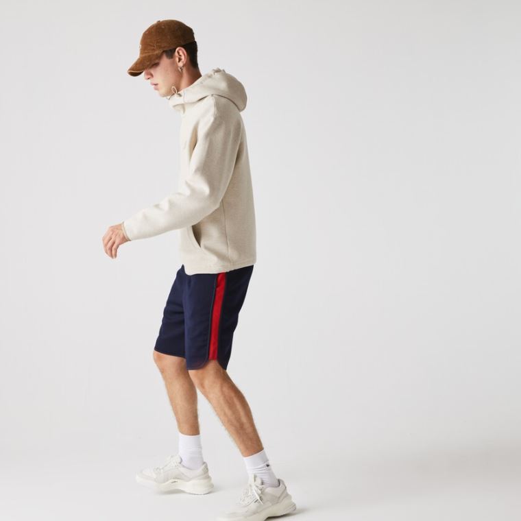 Lacoste SPORT Contrast Bands Pamut Blend Shorts Sötétkék Kék Piros | V3o0wR9a