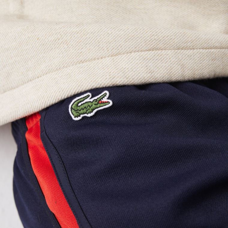 Lacoste SPORT Contrast Bands Pamut Blend Shorts Sötétkék Kék Piros | V3o0wR9a