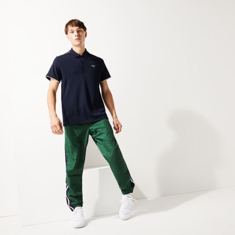 Lacoste SPORT Contrast Piping Légáteresztő Piqué Polo Shirt Sötétkék Kék Fehér | 92CophKU