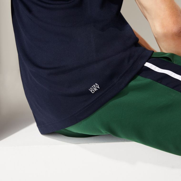 Lacoste SPORT Contrast Piping Légáteresztő Piqué Polo Shirt Sötétkék Kék Fehér | z9BCnPPZ