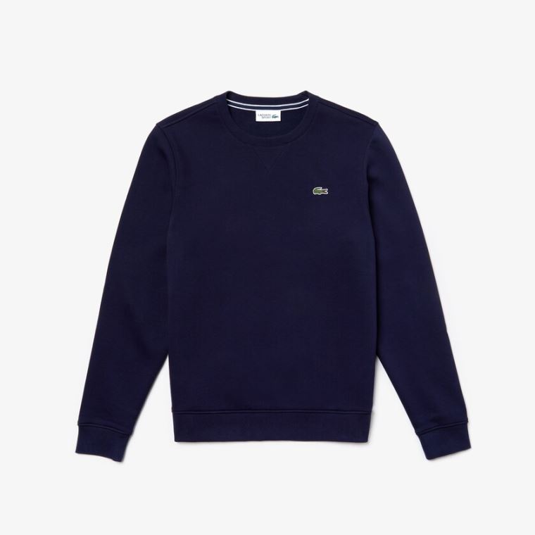 Lacoste SPORT Crew Neck Fleece Sweatshirt Sötétkék Kék | F7NIytJA