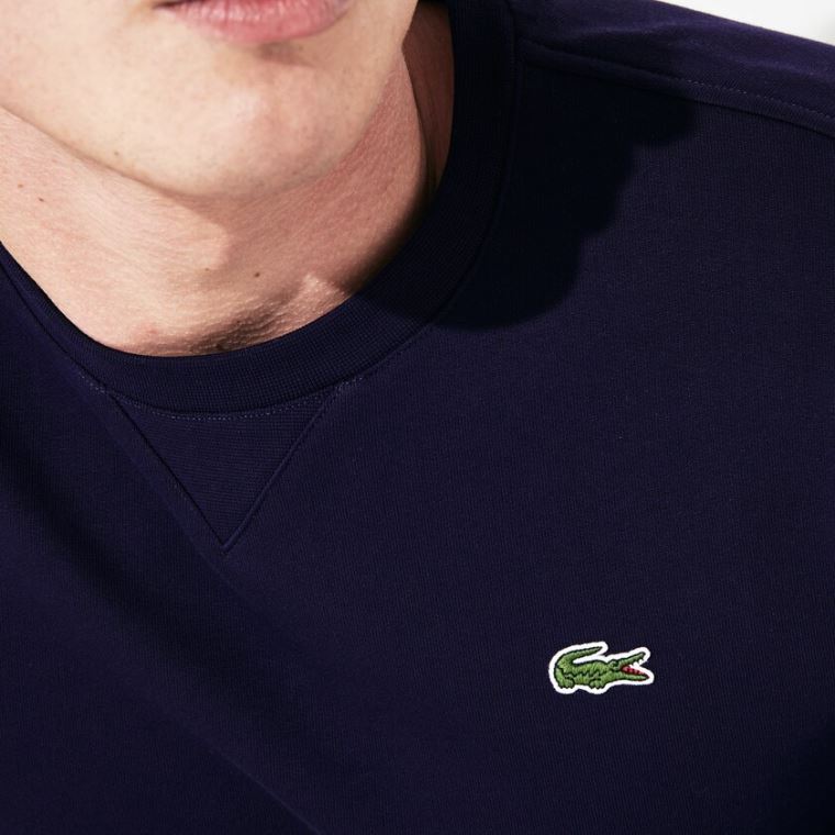 Lacoste SPORT Crew Neck Fleece Sweatshirt Sötétkék Kék | F7NIytJA