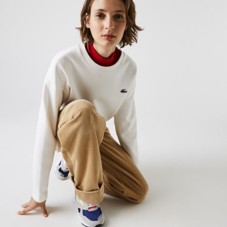 Lacoste SPORT Crew Neck Pamut Sweatshirt Fehér | gWRev19E