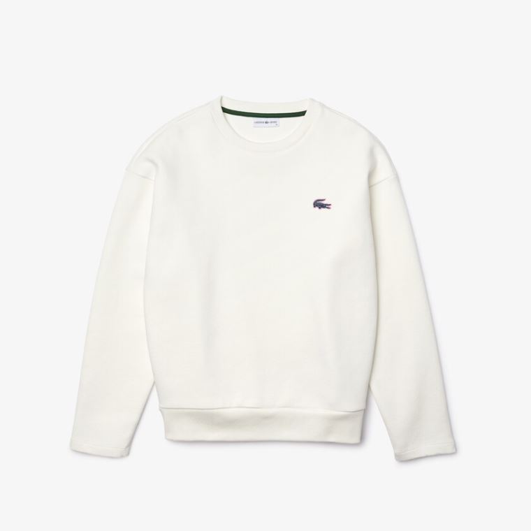 Lacoste SPORT Crew Neck Pamut Sweatshirt Fehér | gWRev19E