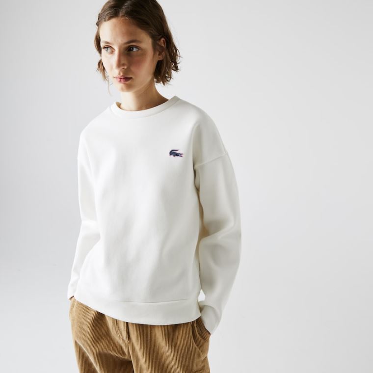 Lacoste SPORT Crew Neck Pamut Sweatshirt Fehér | gWRev19E