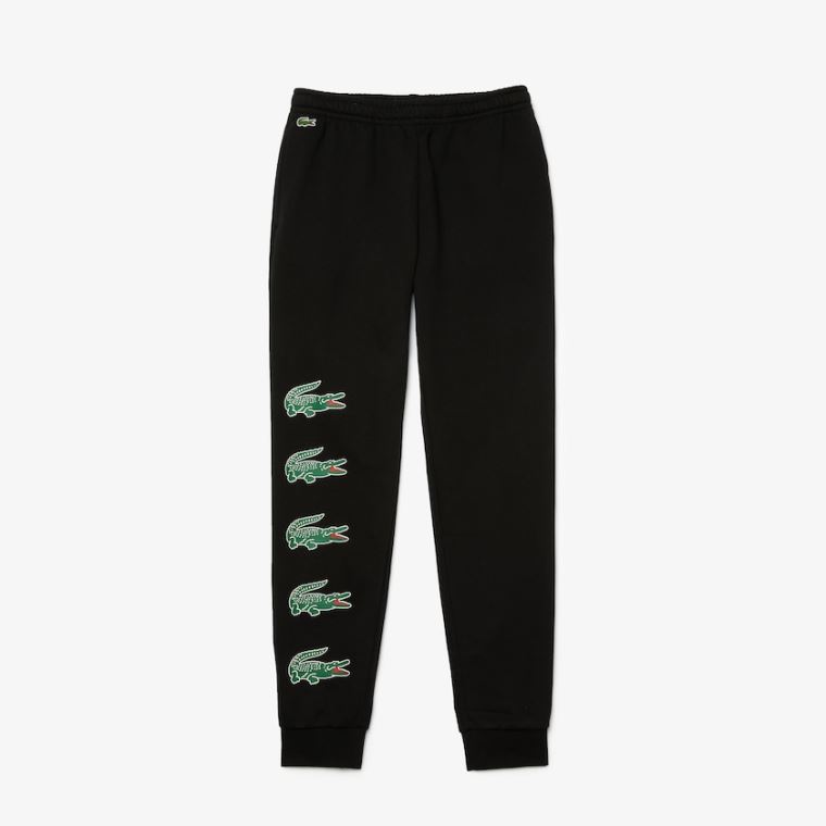 Lacoste SPORT Crocodile Print Fleece Jogging Pants Fekete | 959xmopE