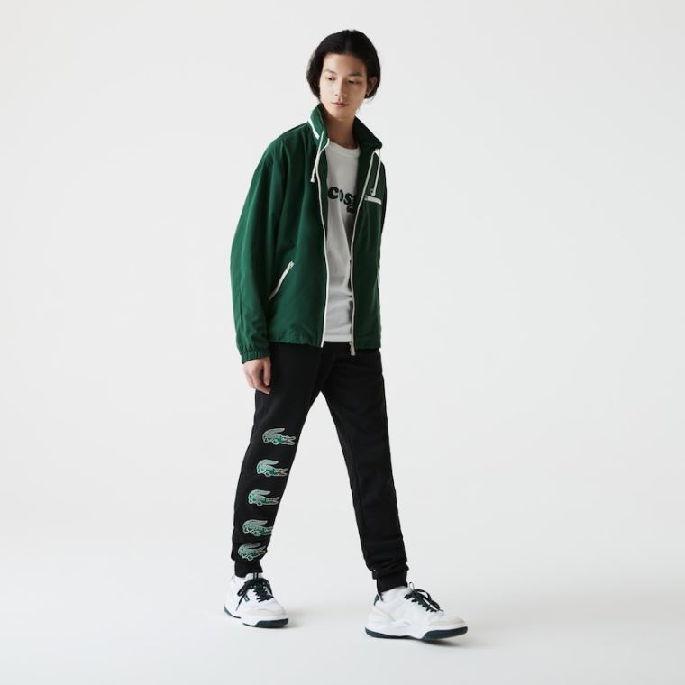 Lacoste SPORT Crocodile Print Fleece Jogging Pants Fekete | 959xmopE