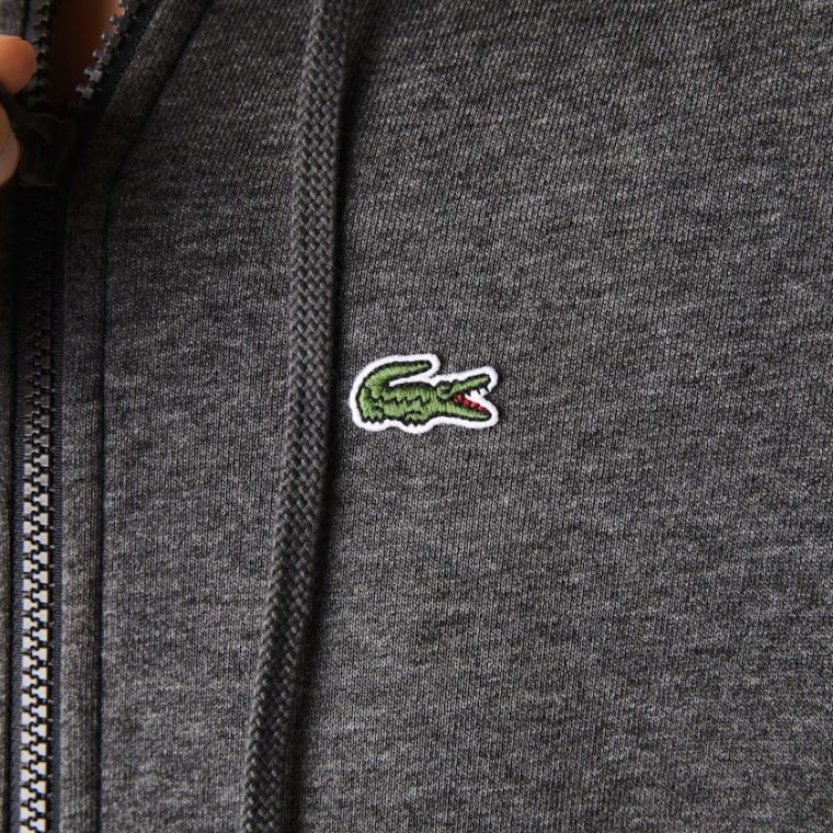 Lacoste SPORT Csuklyás Fleece Zip Tenisz Sweatshirt Szürke | ynfDODfv