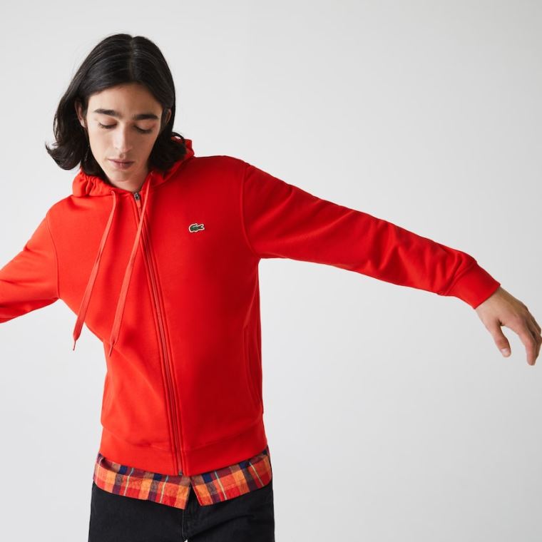 Lacoste SPORT Csuklyás Könnyű Bi-material Sweatshirt Piros | 6YoiI41d