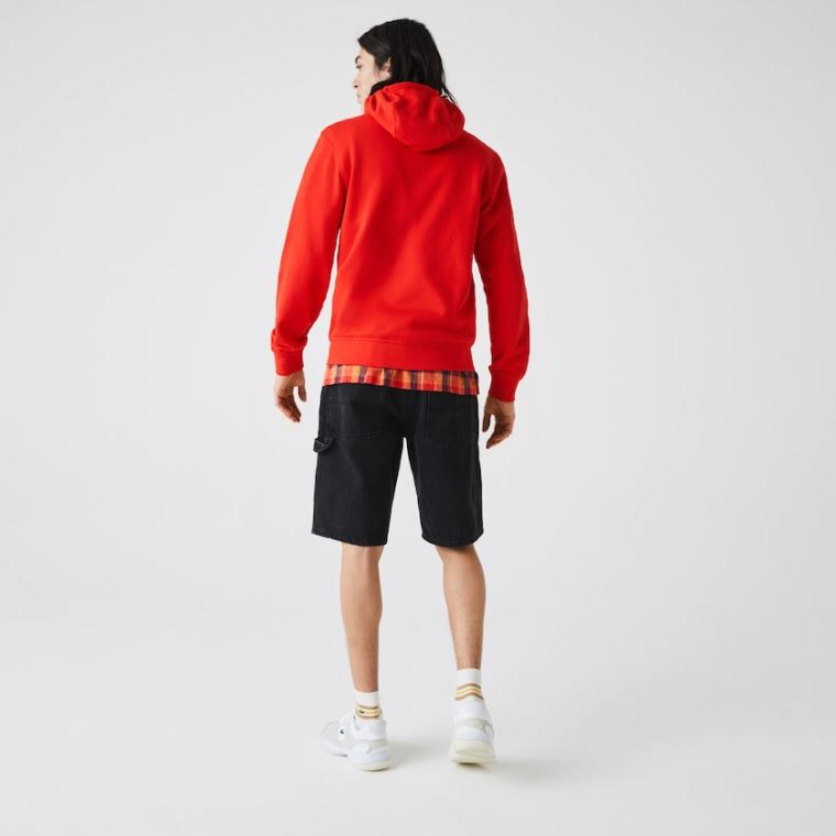 Lacoste SPORT Csuklyás Könnyű Bi-material Sweatshirt Piros | 6YoiI41d