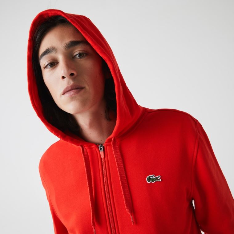 Lacoste SPORT Csuklyás Könnyű Bi-material Sweatshirt Piros | 6YoiI41d