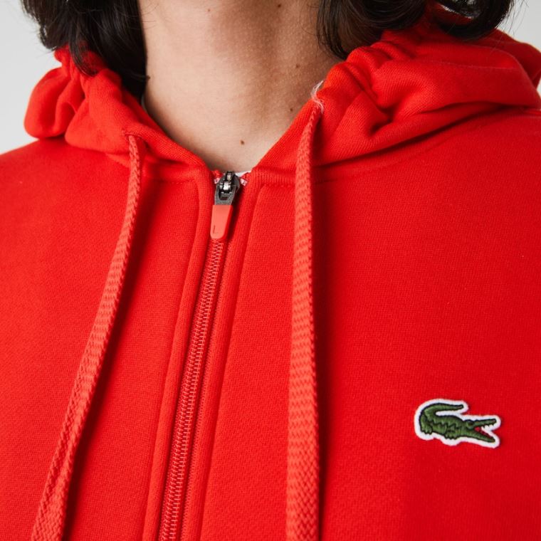 Lacoste SPORT Csuklyás Könnyű Bi-material Sweatshirt Piros | 6YoiI41d