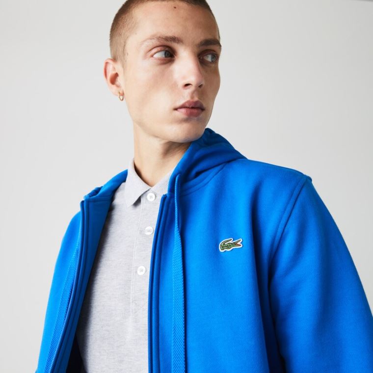 Lacoste SPORT Csuklyás Könnyű Bi-material Sweatshirt Kék | NumFT8mn