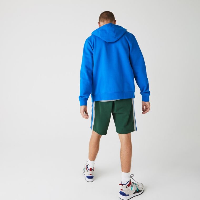 Lacoste SPORT Csuklyás Könnyű Bi-material Sweatshirt Kék | NumFT8mn