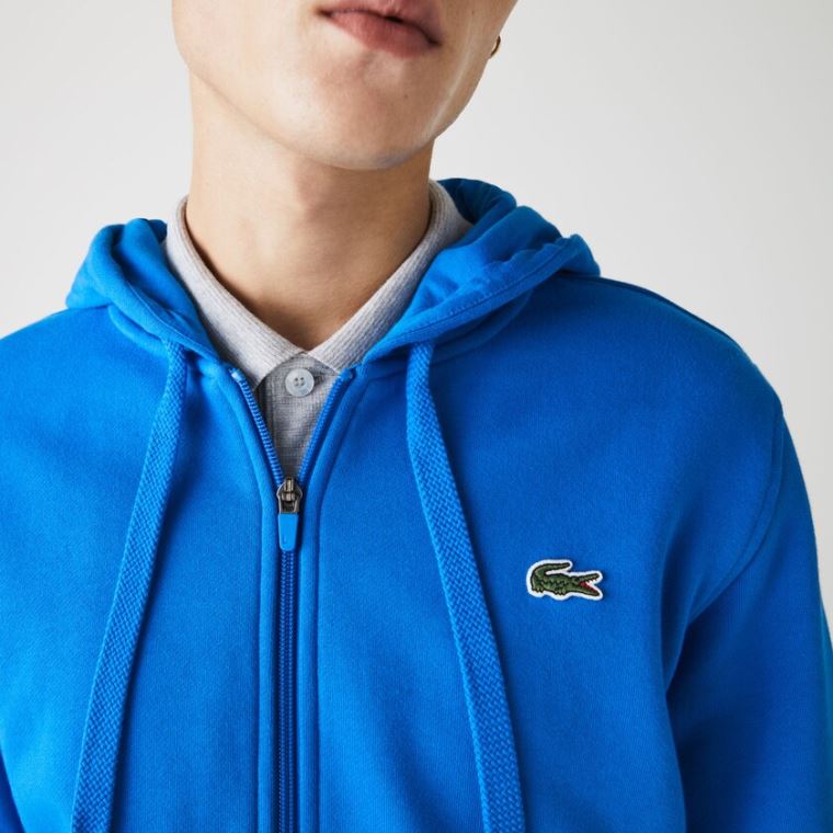 Lacoste SPORT Csuklyás Könnyű Bi-material Sweatshirt Kék | NumFT8mn