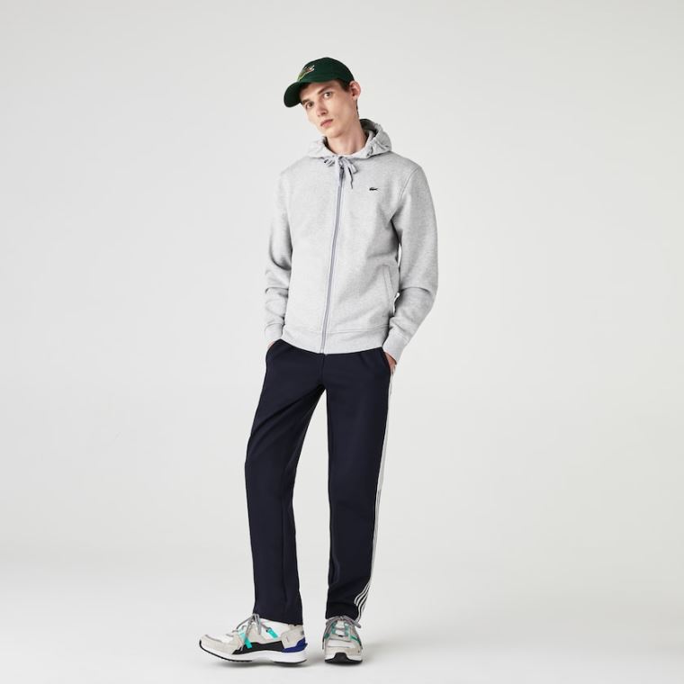 Lacoste SPORT Csuklyás Könnyű Bi-material Sweatshirt Szürke Világos Szürke | h1V5RQ20