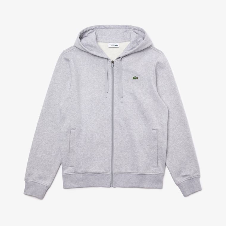 Lacoste SPORT Csuklyás Könnyű Bi-material Sweatshirt Szürke Világos Szürke | h1V5RQ20