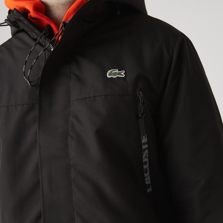 Lacoste SPORT Csuklyás Quilted Parka Fekete | VWpGT5kZ