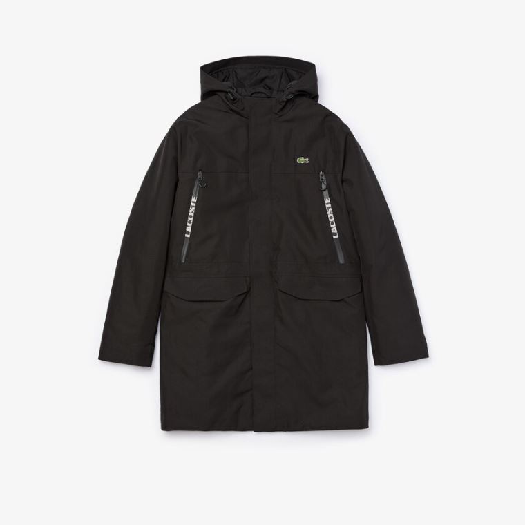 Lacoste SPORT Csuklyás Quilted Parka Fekete | VWpGT5kZ