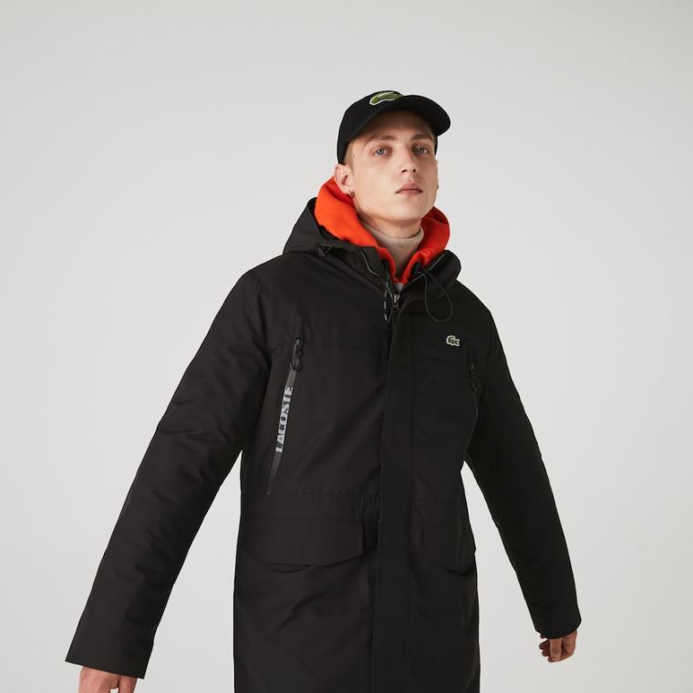 Lacoste SPORT Csuklyás Quilted Parka Fekete | VWpGT5kZ