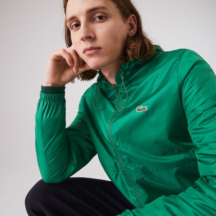 Lacoste SPORT Csuklyás Vizi-Resistant Jacket Zöld | ygB7y7CB