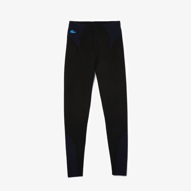 Lacoste SPORT Ergonomic Knit Leggings Fekete Sötétkék Kék | zg9fPfnJ