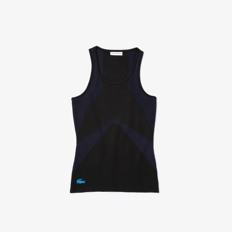 Lacoste SPORT Ergonomic Knit Tank Top Fekete Sötétkék Kék | e9gNZoh0