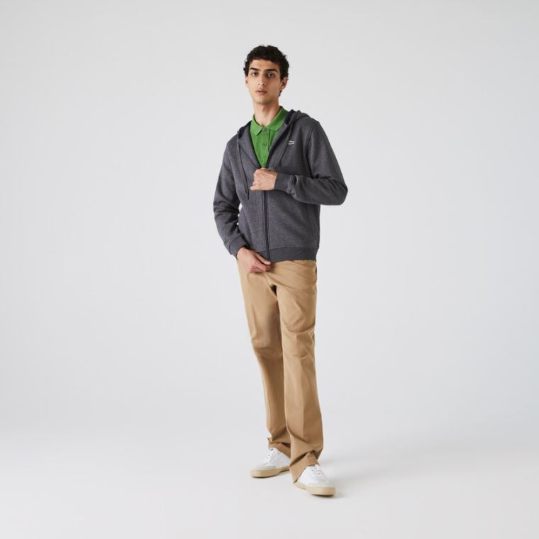 Lacoste SPORT Full-Zip Fleece Hoodie Szürke Sötétkék Kék | 5B30HzIb