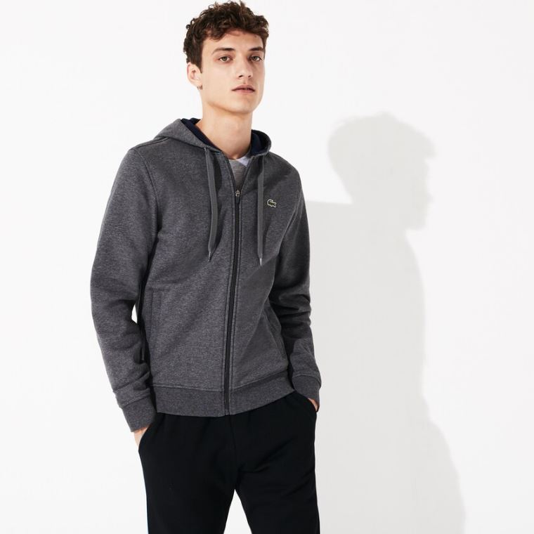 Lacoste SPORT Full-Zip Fleece Hoodie Szürke Sötétkék Kék | 5B30HzIb