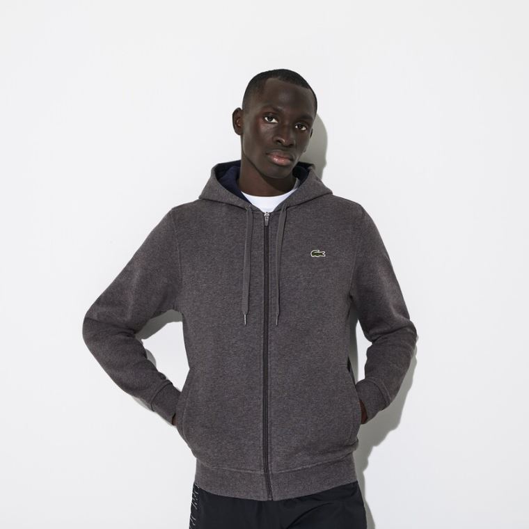 Lacoste SPORT Full-Zip Fleece Hoodie Szürke Sötétkék Kék | 5B30HzIb