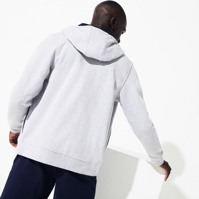 Lacoste SPORT Full-Zip Fleece Hoodie Szürke Sötétkék Kék | 6ttta4Xj