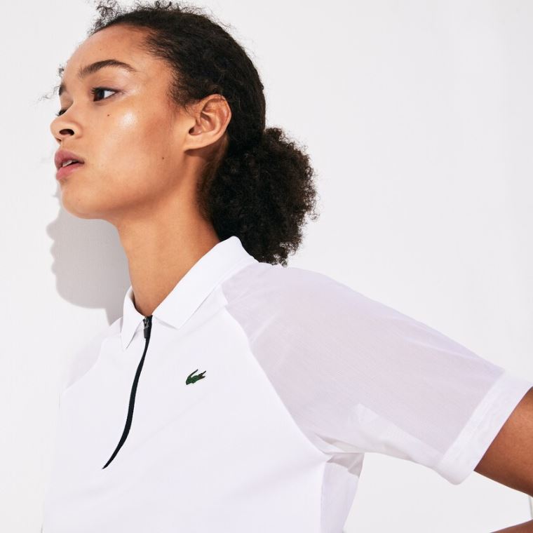 Lacoste SPORT Geometric Print Légáteresztő Tenisz Polo Fehér Sárga Fekete | L2Fyvund