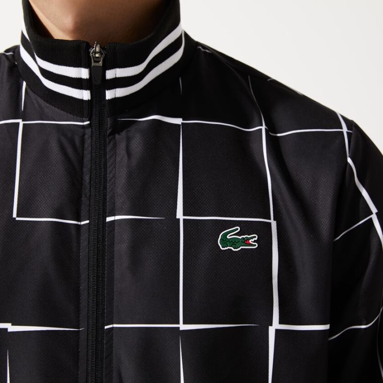 Lacoste SPORT Könnyű Print Tenisz Tracksuit Fekete Fehér | 11RVhOLa