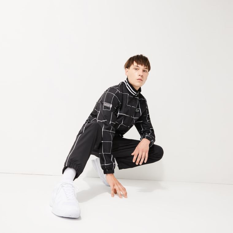 Lacoste SPORT Könnyű Print Tenisz Tracksuit Fekete Fehér | 11RVhOLa