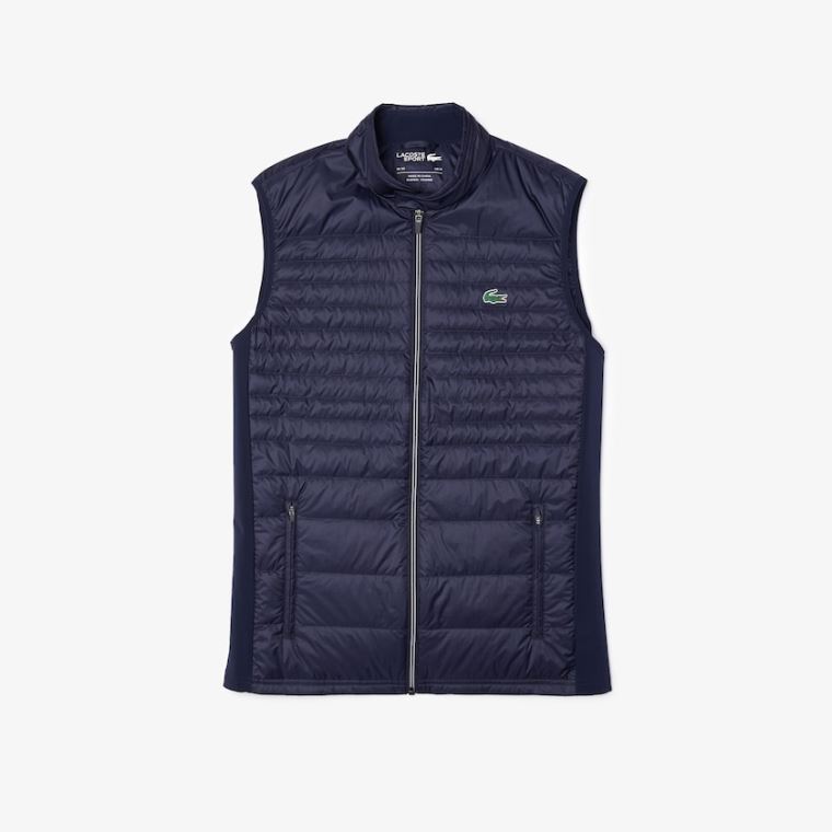 Lacoste SPORT Könnyű Vizi-Resistant Quilted Golf Vest Sötétkék Kék | 8slnlLVZ