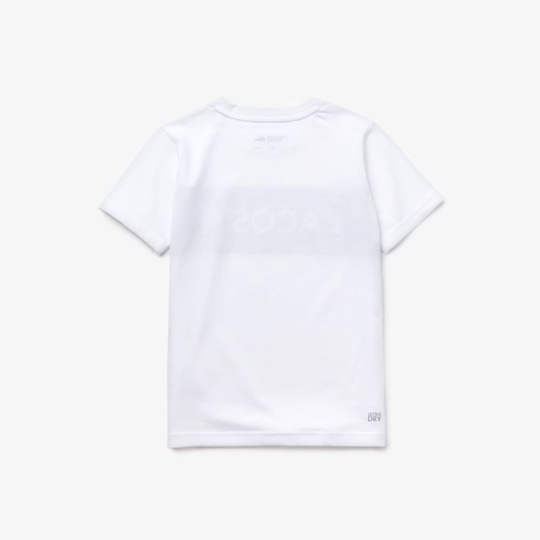 Lacoste SPORT Lettering Pamut Jersey T-shirt Fehér Sötétkék Kék | hnELHprU